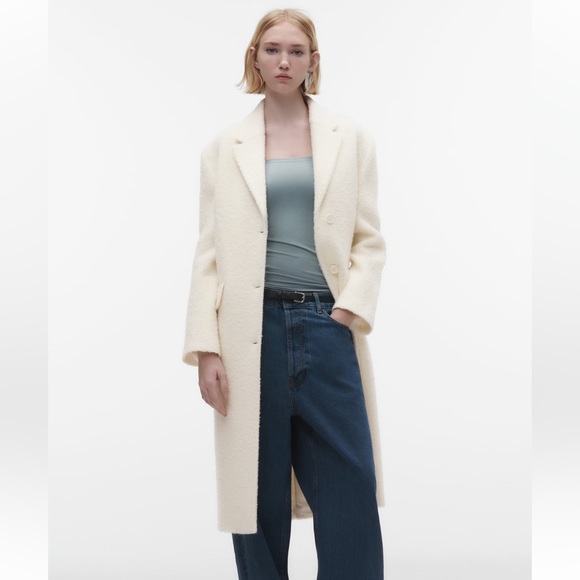 Zara STRAIGHT CUT WOOL BLEND COAT. Ecru. - Picture 2 of 13
